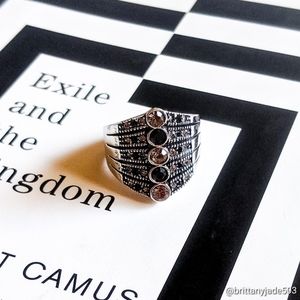 Lia Sophia •Black Crystal• Cocktail Ring